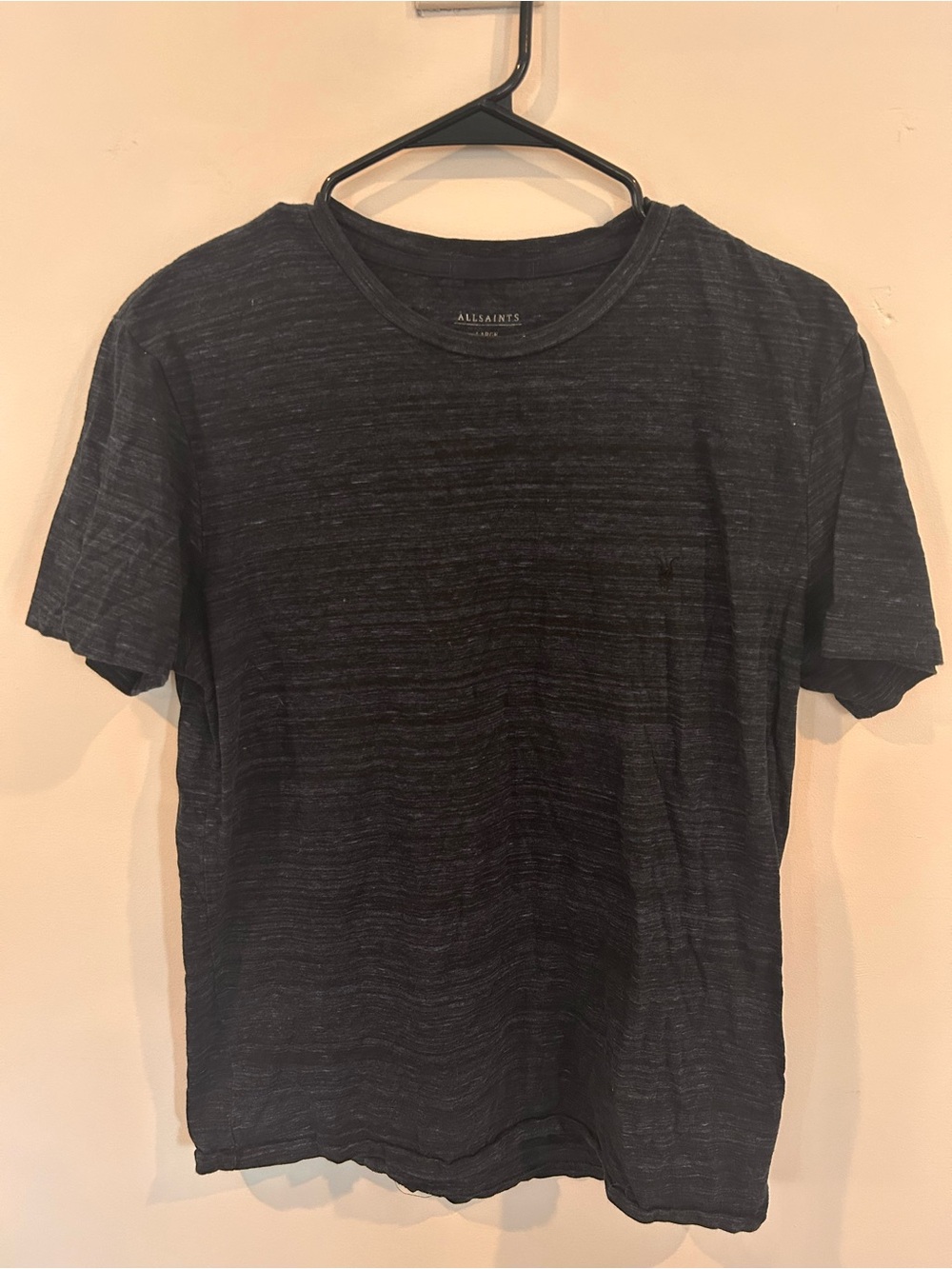 All Saints Men's Heather Blue Crew Short Sleeve Tee